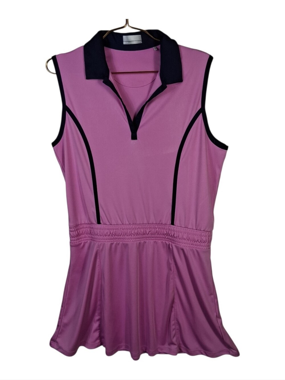 Callaway Women LG Pink/Blue Tenniscore Golfcore Sporty Sleeveless Opti Dry Dress